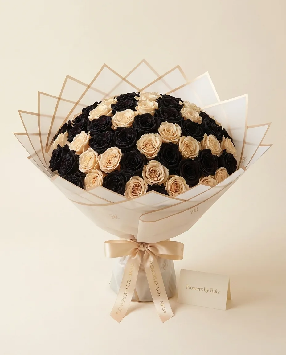 Black Tie, Black roses · Champagne accents