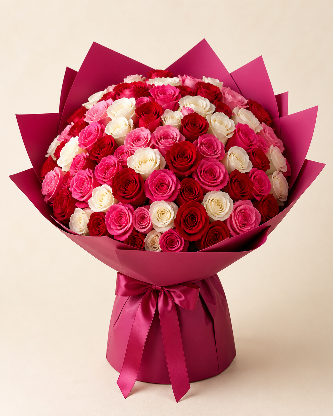 Hot Pink, Light Pink, White & Red Roses, Four-color rosas · Berry paper