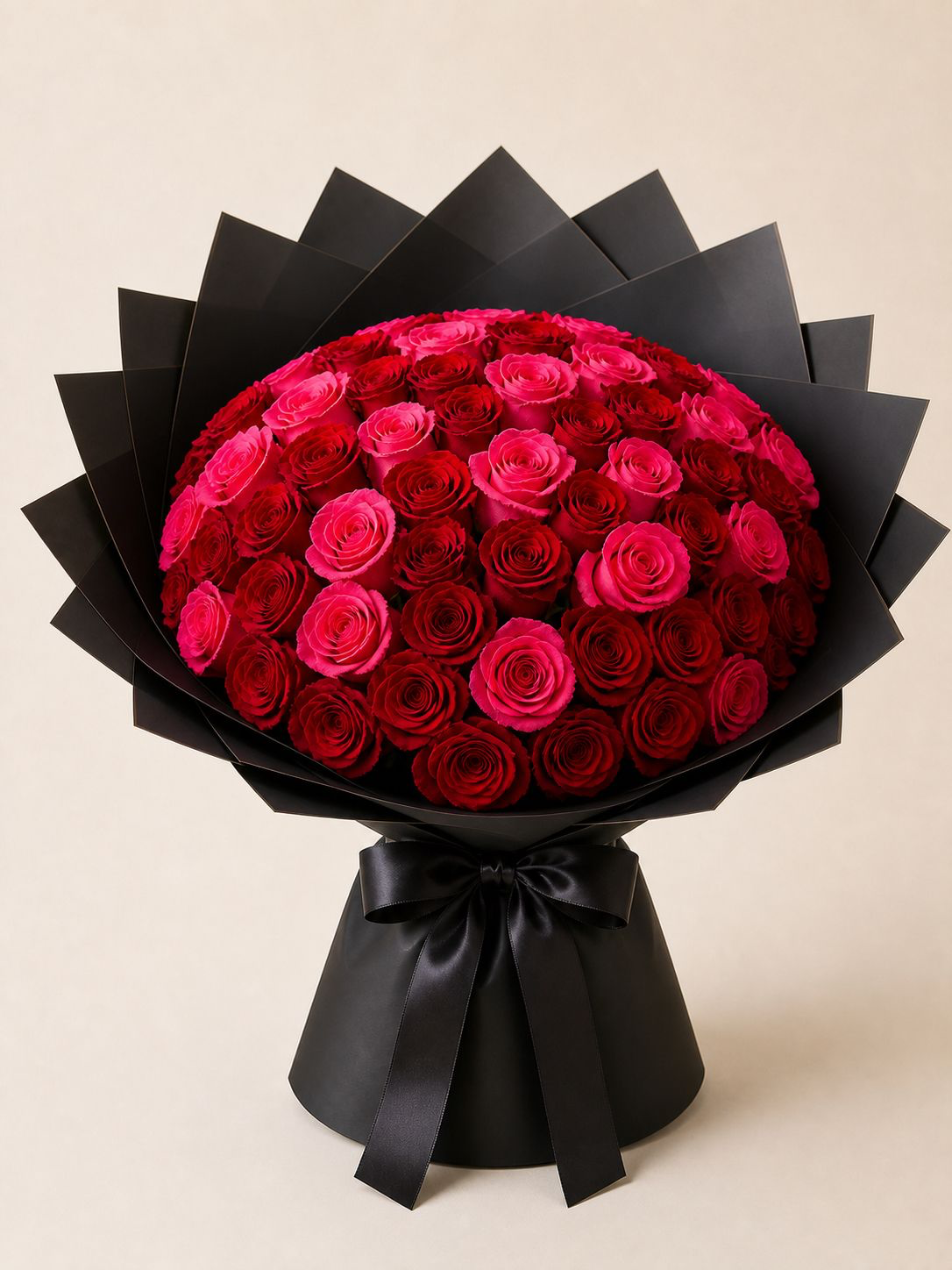 Red & Hot Pink Roses, Red and hot pink roses · Black paper