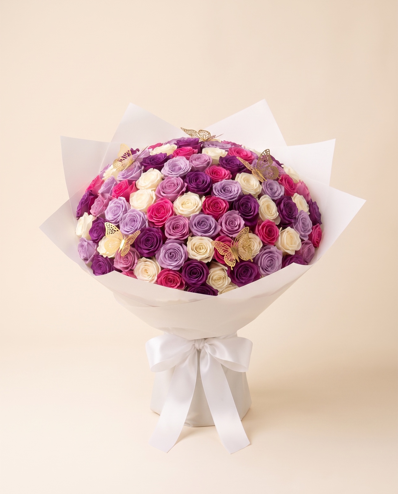 125 Purple, Pink and White Roses — front studio view