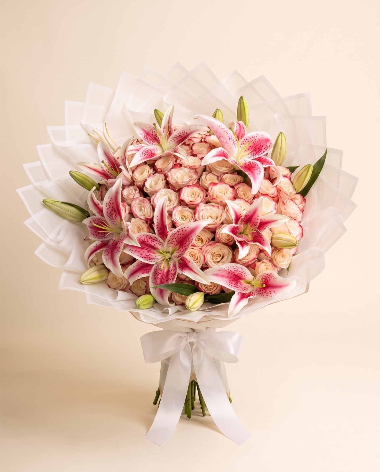 75 Roses with Lilies — front studio view